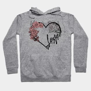 Love heart and roses dark romantic design Hoodie